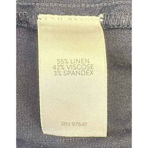 J Jill Navy Blue Linen Blend Pants Size Large Button Accents - Picture 6 of 6